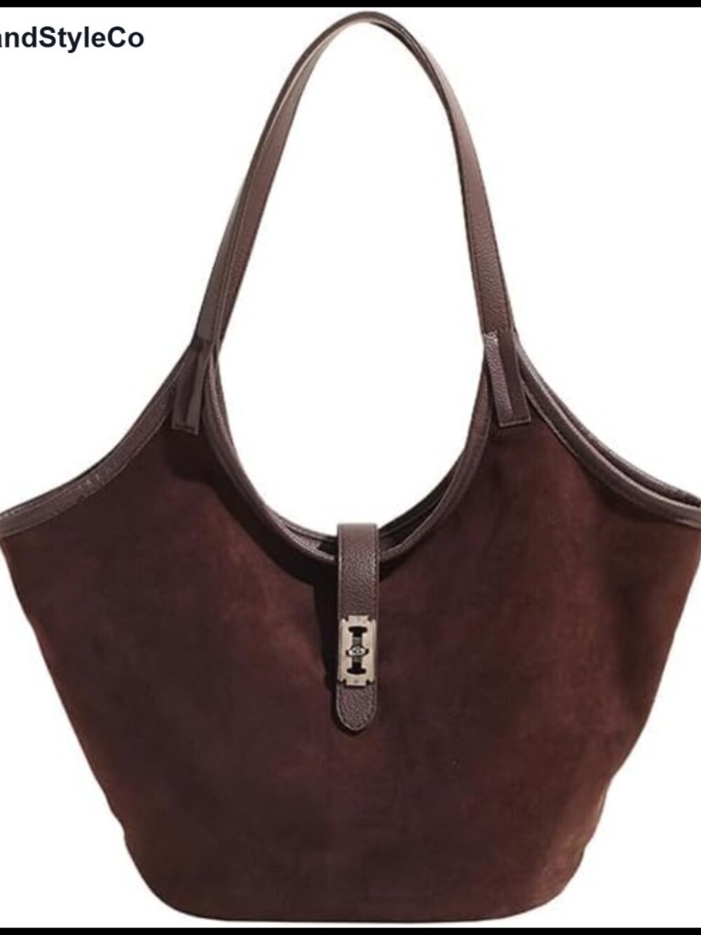 Brown Faux Suede Tote Bag Women Hobo Bag Trendy Work Handbag Shoulder Purse